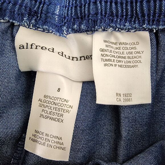 Alfred Dunner Womens Trouser Pants Size 8 Blue High Rise Pull On Straight Leg - Picture 7 of 8